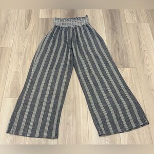 For the Republic Stripped Linen Wide-Leg Pants